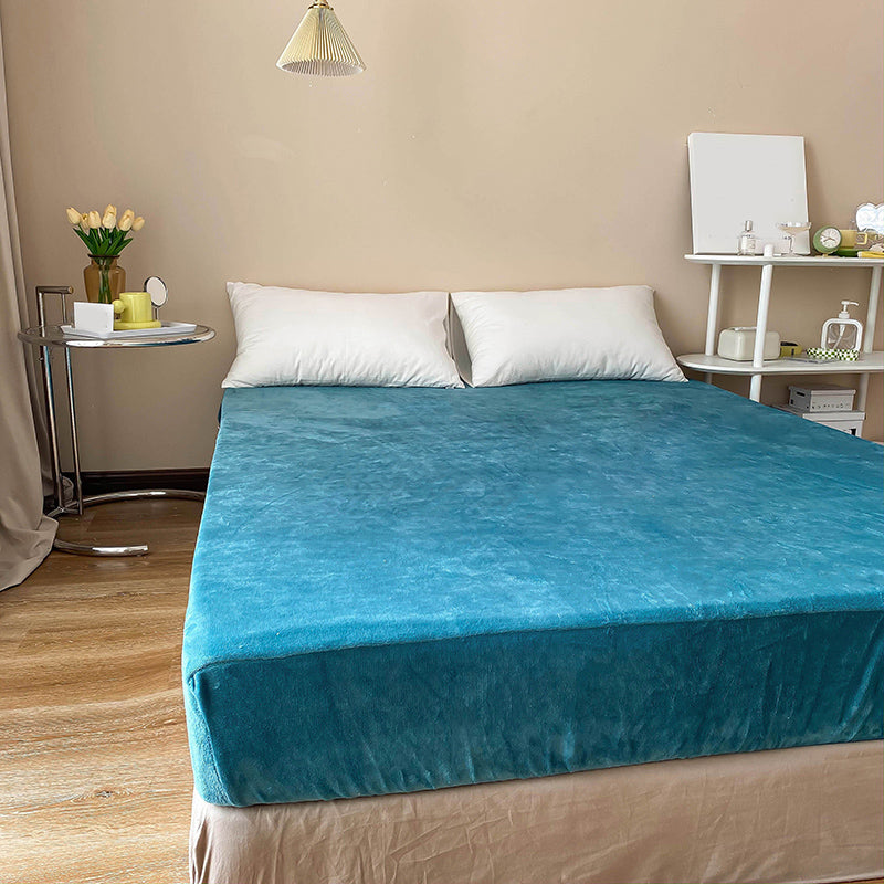 Flannel Bed Sheet Set Super Soft Solid Pillowcase for Bedroom