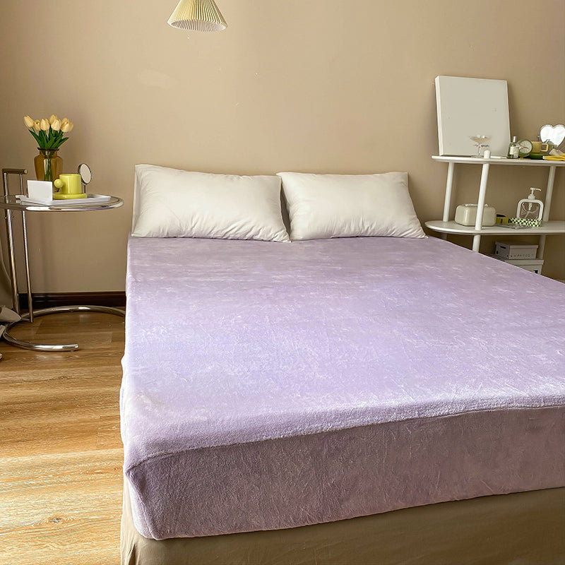 Flannel Bed Sheet Set Super Soft Solid Pillowcase for Bedroom