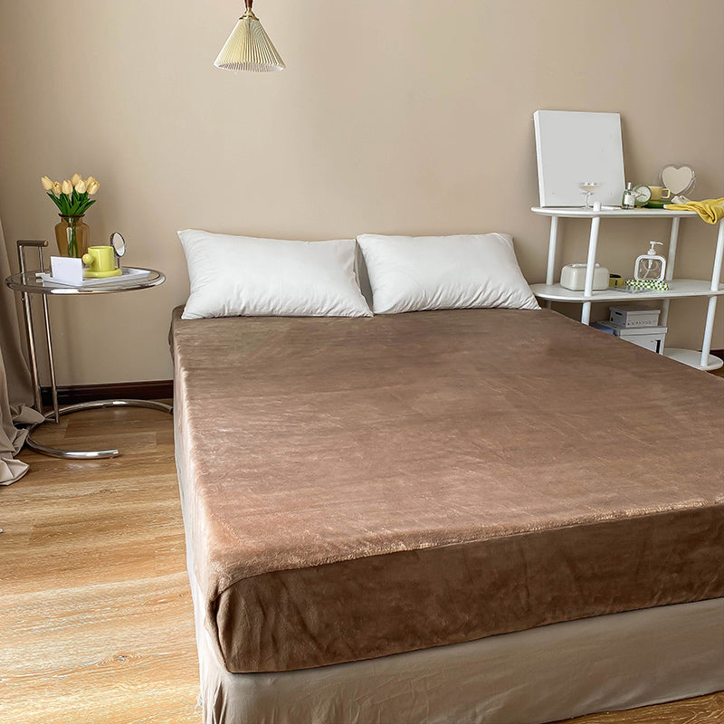 Flannel Bed Sheet Set Super Soft Solid Pillowcase for Bedroom
