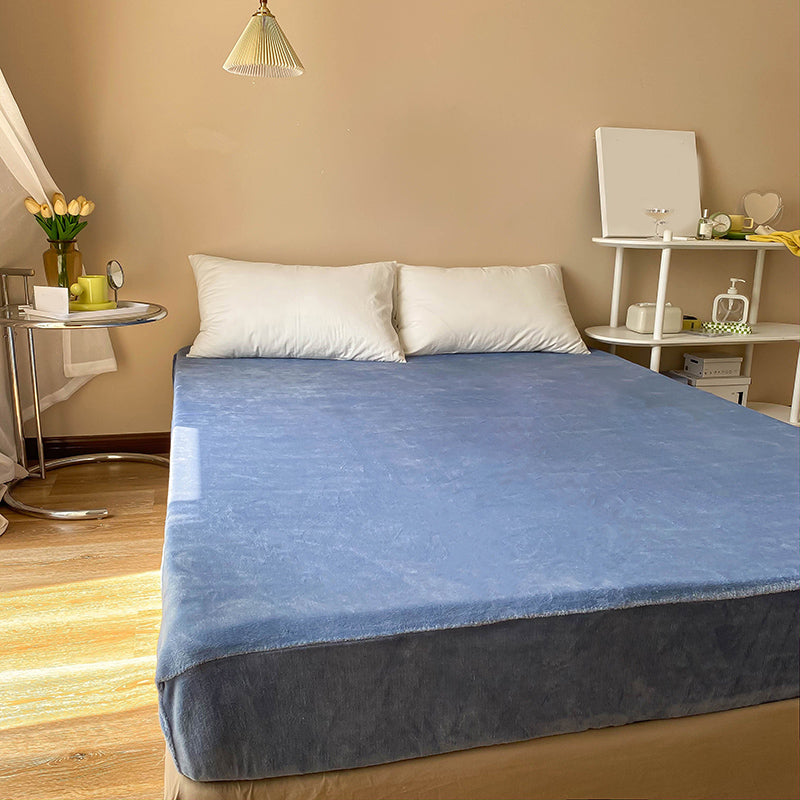 Flannel Bed Sheet Set Super Soft Solid Pillowcase for Bedroom