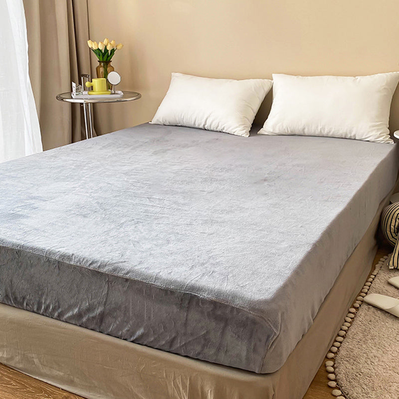 Flannel Bed Sheet Set Super Soft Solid Pillowcase for Bedroom