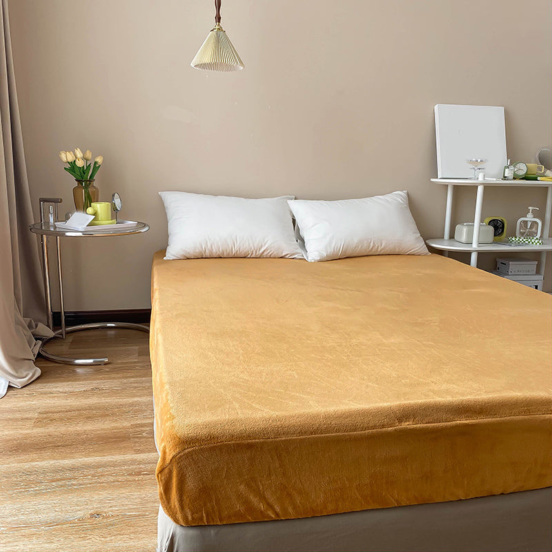 Flannel Bed Sheet Set Super Soft Solid Pillowcase for Bedroom