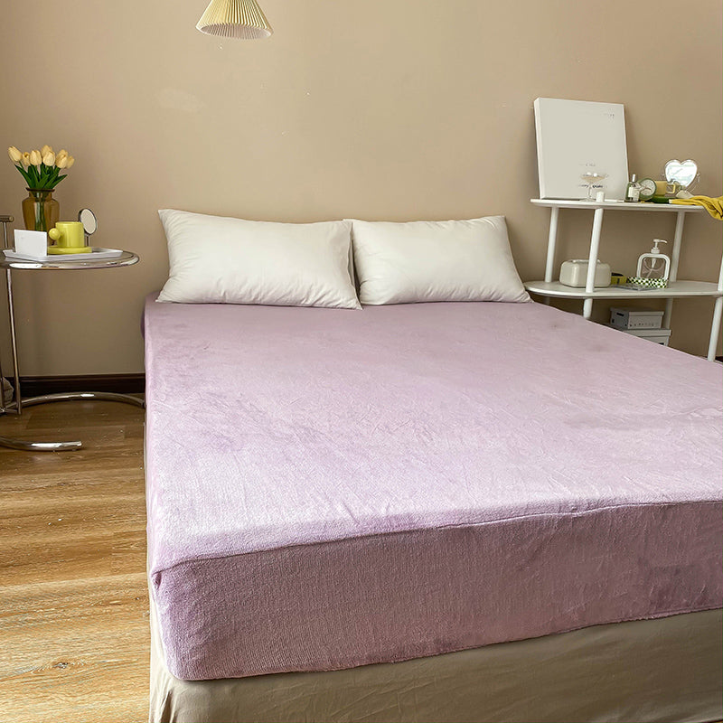 Flannel Bed Sheet Set Super Soft Solid Pillowcase for Bedroom