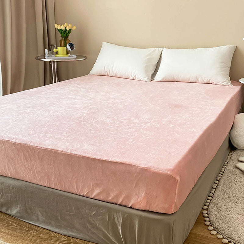 Flannel Bed Sheet Set Super Soft Solid Pillowcase for Bedroom