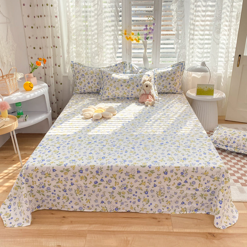 Cotton Bed Sheet Set Floral Modern Breathable Pillowcase For Bedroom