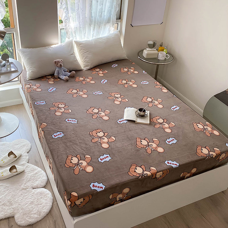 Super Soft Fitted Sheet Bed Flannel 1-Piece Printed Sheet Set