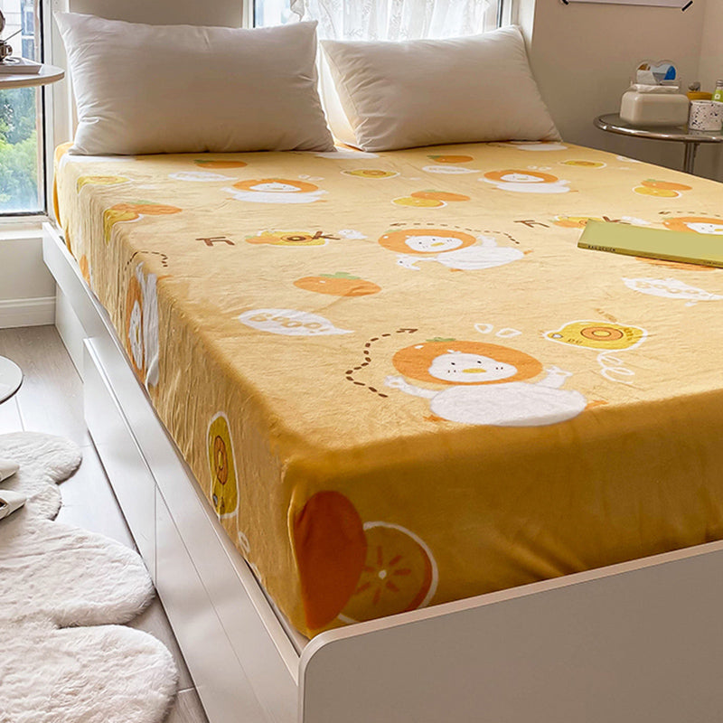 Super Soft Fitted Sheet Bed Flannel 1-Piece Printed Sheet Set