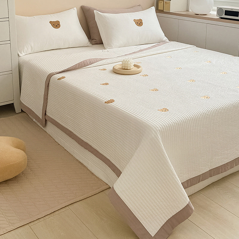 Bed Sheet Bear Head Print Polyester Non-pilling Breathable Bed Sheet Set