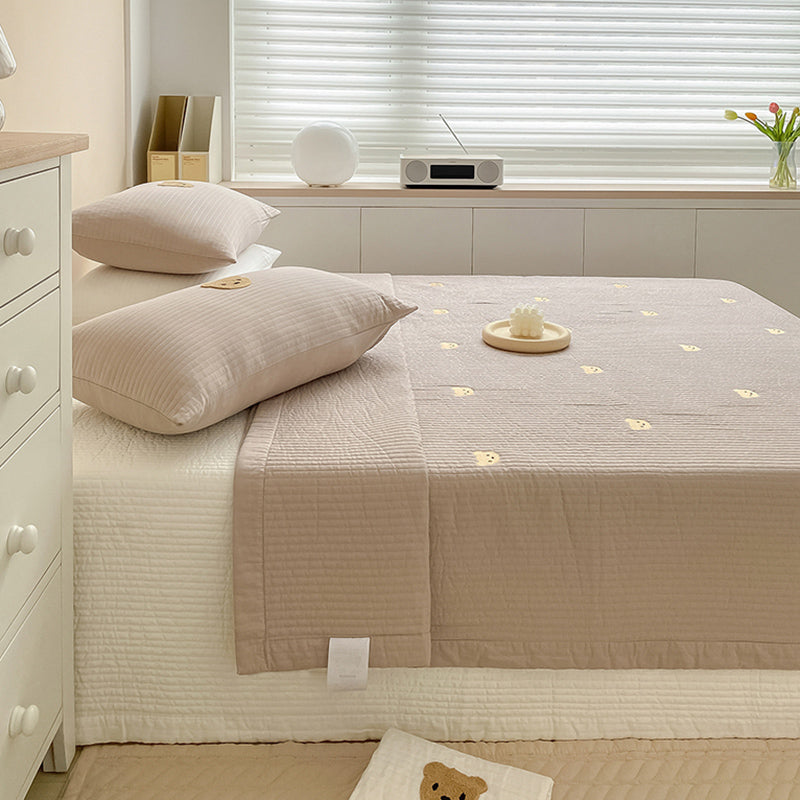 Bed Sheet Bear Head Print Polyester Non-pilling Breathable Bed Sheet Set