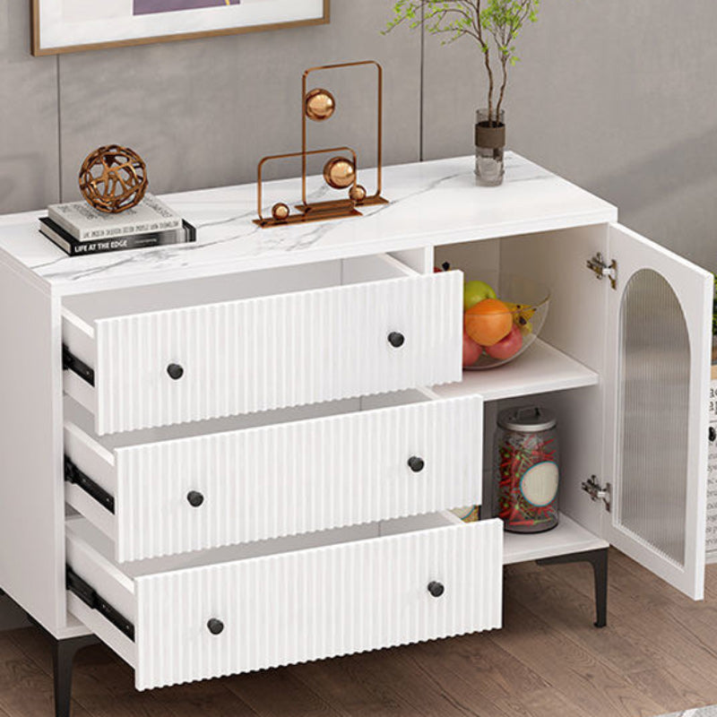 Contemporary Display Stand Wood Hutch Cabinet with Doors for Living Room