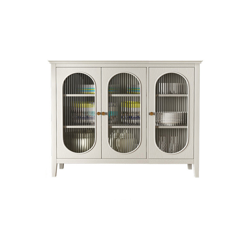 Contemporary Display Stand Pine Hutch Cabinet with Doors for Dining Room