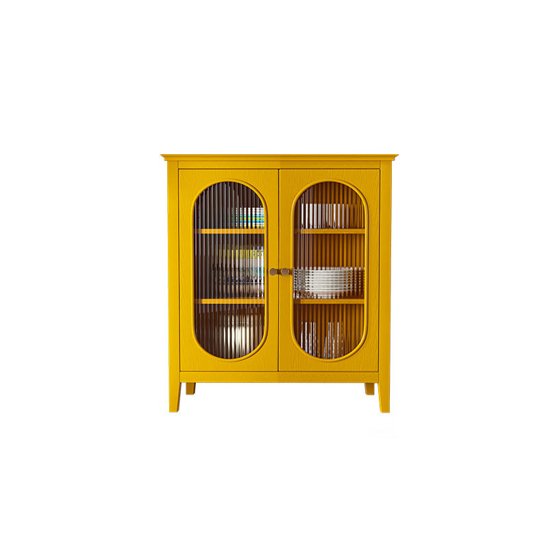 Contemporary Display Stand Pine Hutch Cabinet with Doors for Dining Room