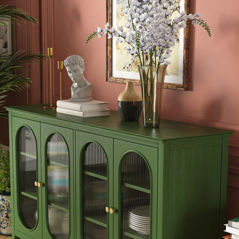 Contemporary Display Stand Pine Hutch Cabinet with Doors for Dining Room