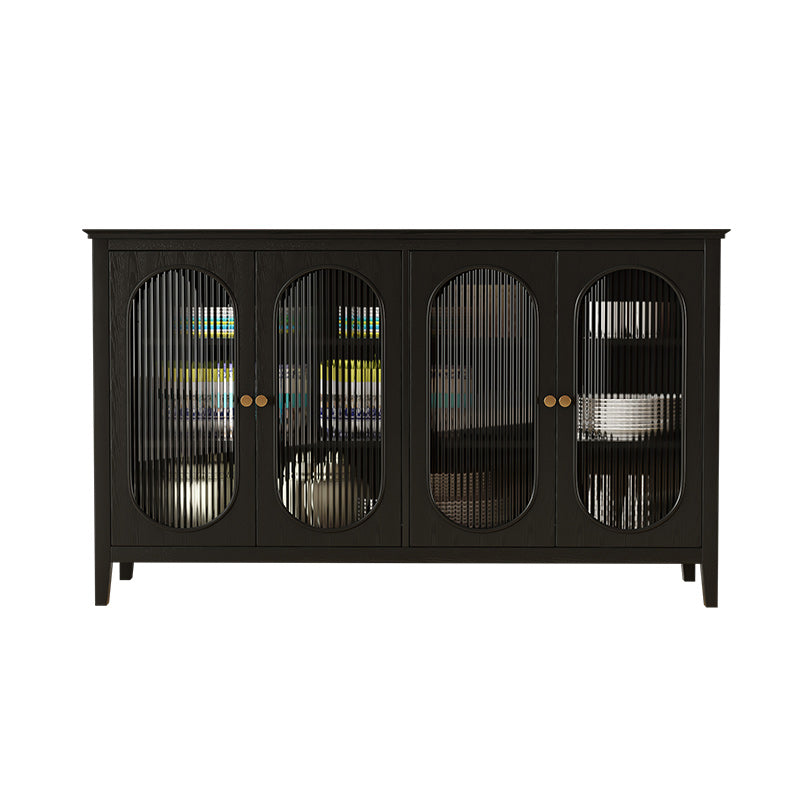 Contemporary Display Stand Pine Hutch Cabinet with Doors for Dining Room