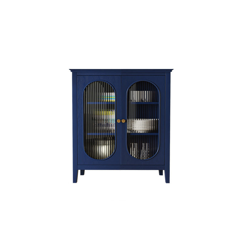 Contemporary Display Stand Pine Hutch Cabinet with Doors for Dining Room