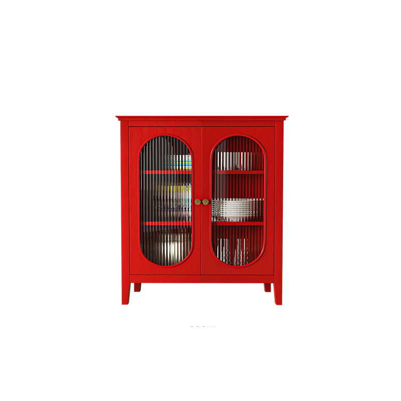 Contemporary Display Stand Pine Hutch Cabinet with Doors for Dining Room