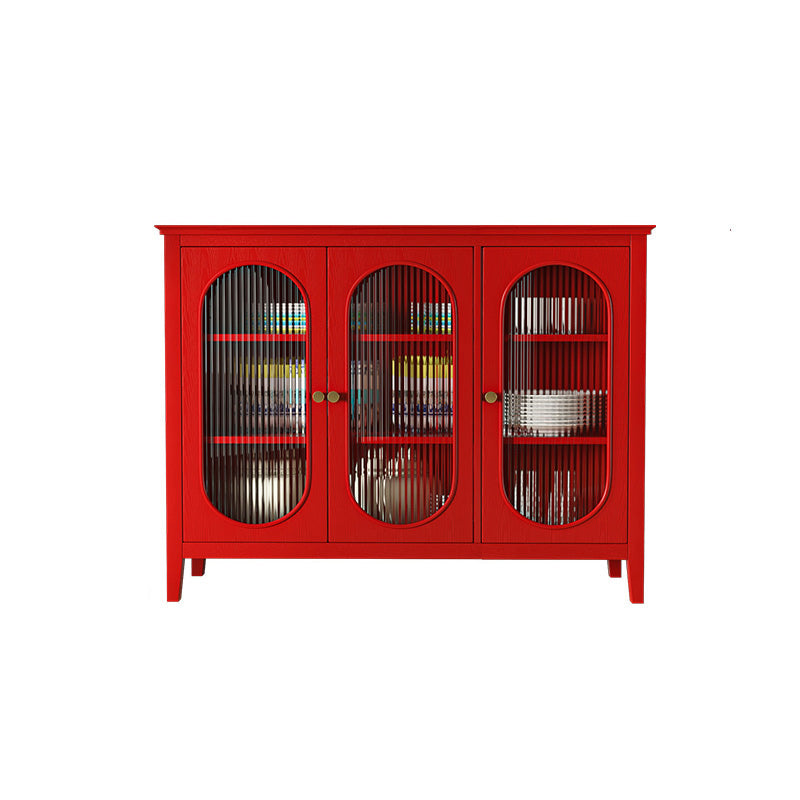 Contemporary Display Stand Pine Hutch Cabinet with Doors for Dining Room