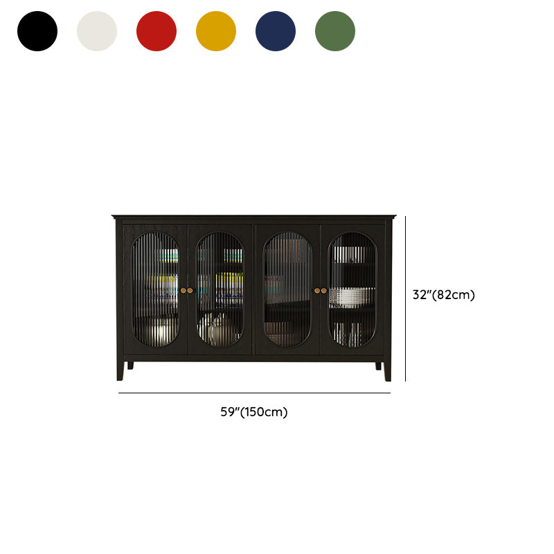Contemporary Display Stand Pine Hutch Cabinet with Doors for Dining Room
