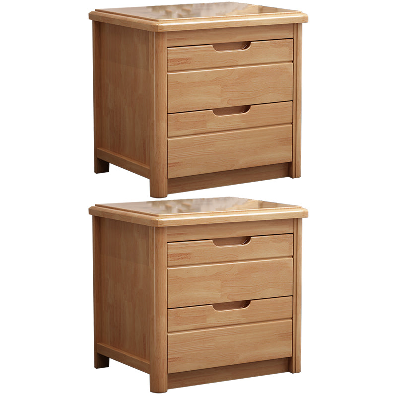 Contemporary Accent Table Nightstand Wood Storage Night Table with 2 Drawers