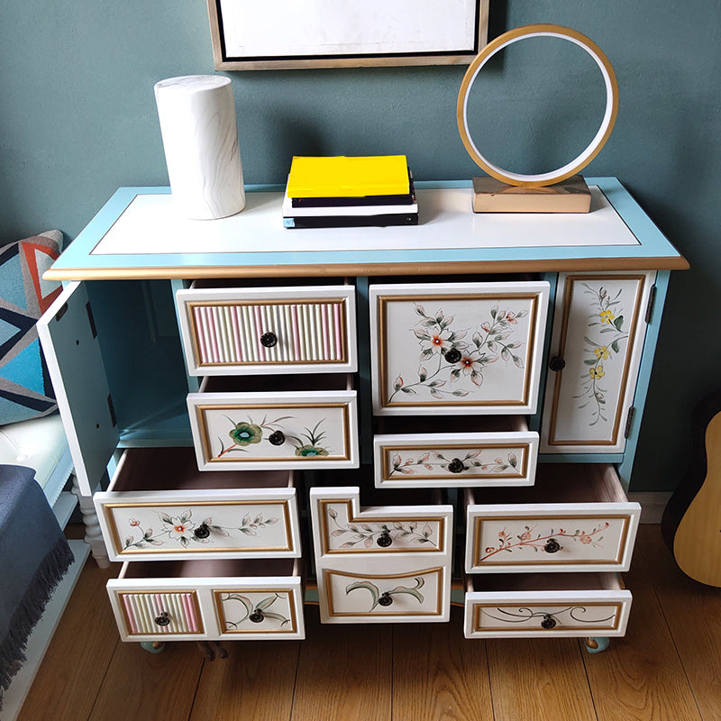 Coastal Storage Chest Dresser Engineered Wood Dresser with 9 Drawers