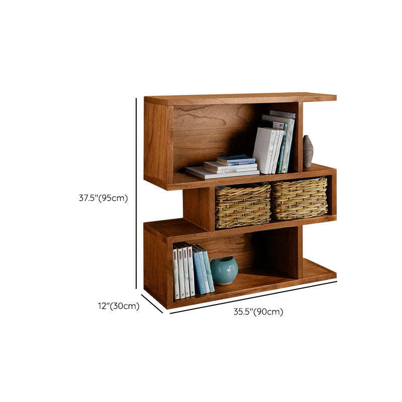 Geometric Closed Back Bookshelf Contemporary Wood Bookcase with Shelves