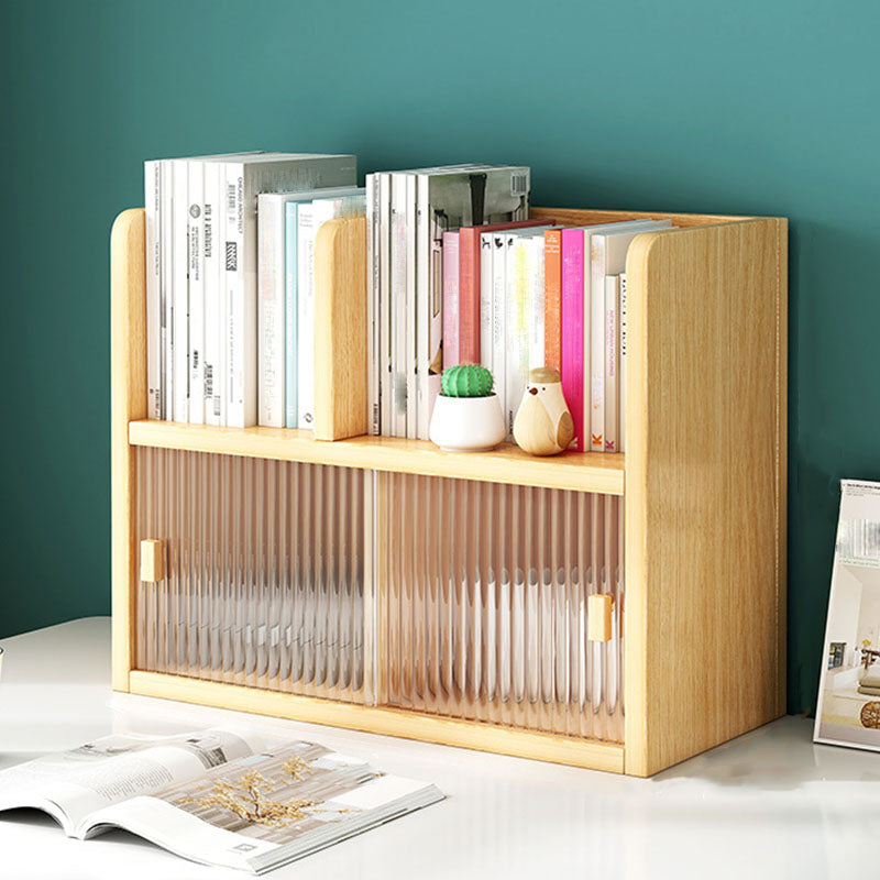 Closed Back Bookshelf Contemporary Solid Wood Bookcase with Doors