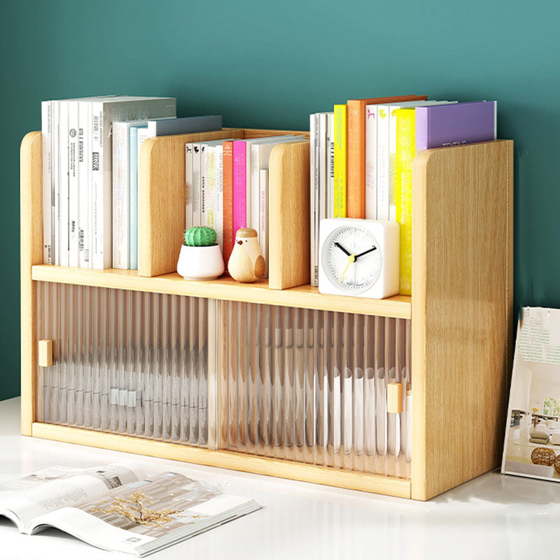 Closed Back Bookshelf Contemporary Solid Wood Bookcase with Doors