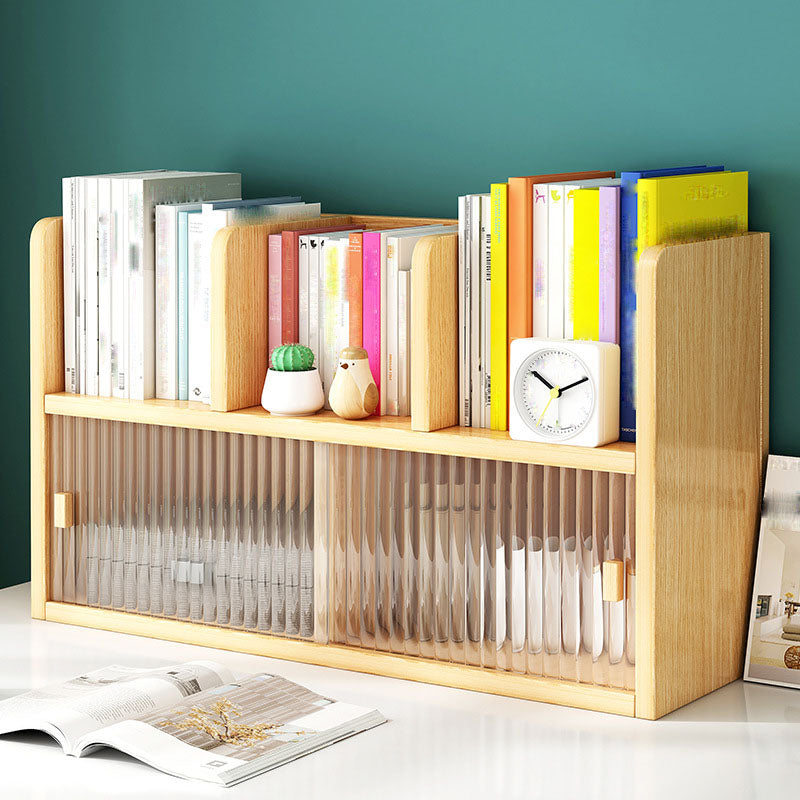 Closed Back Bookshelf Contemporary Solid Wood Bookcase with Doors