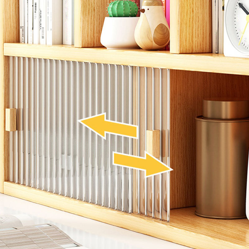 Closed Back Bookshelf Contemporary Solid Wood Bookcase with Doors