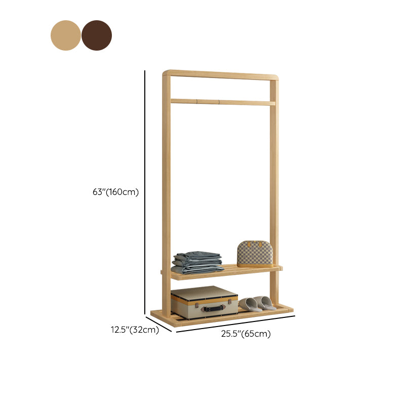 Wood Hall Tree Free Standing Coat Hanger with Storage Shelves , 62.99" H