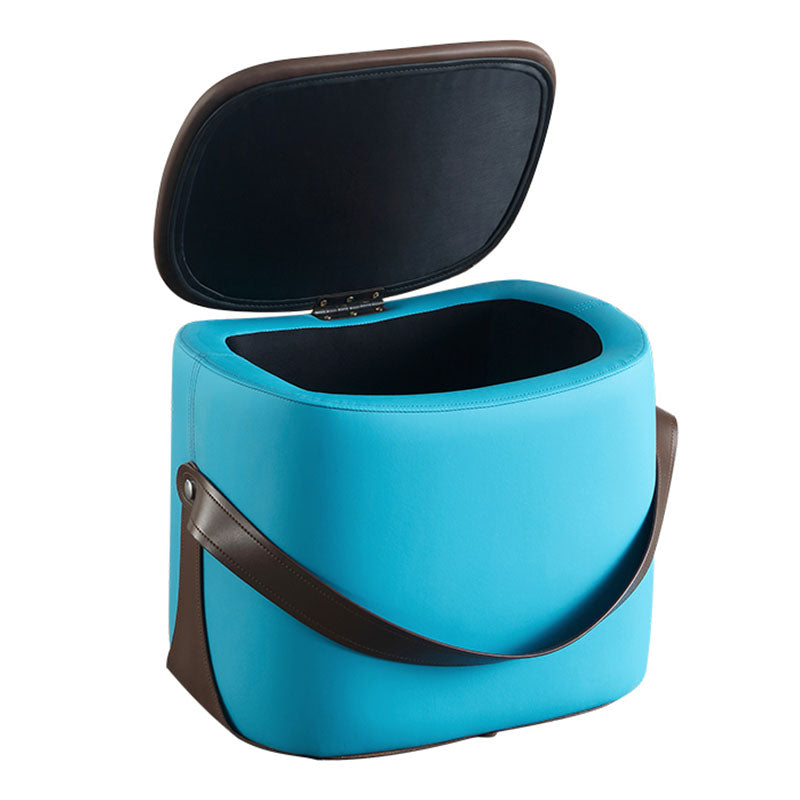 Glam Ottoman Faux Leather Stain Resistant Upholstered Square Ottoman with Legs