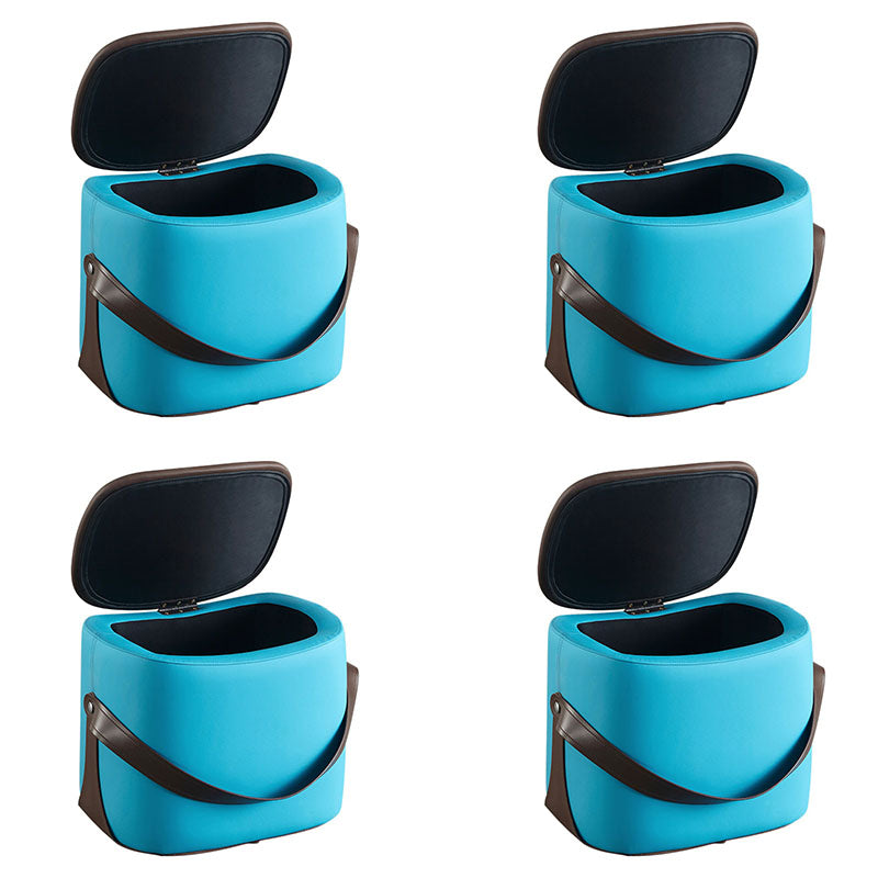 Glam Ottoman Faux Leather Stain Resistant Upholstered Square Ottoman with Legs