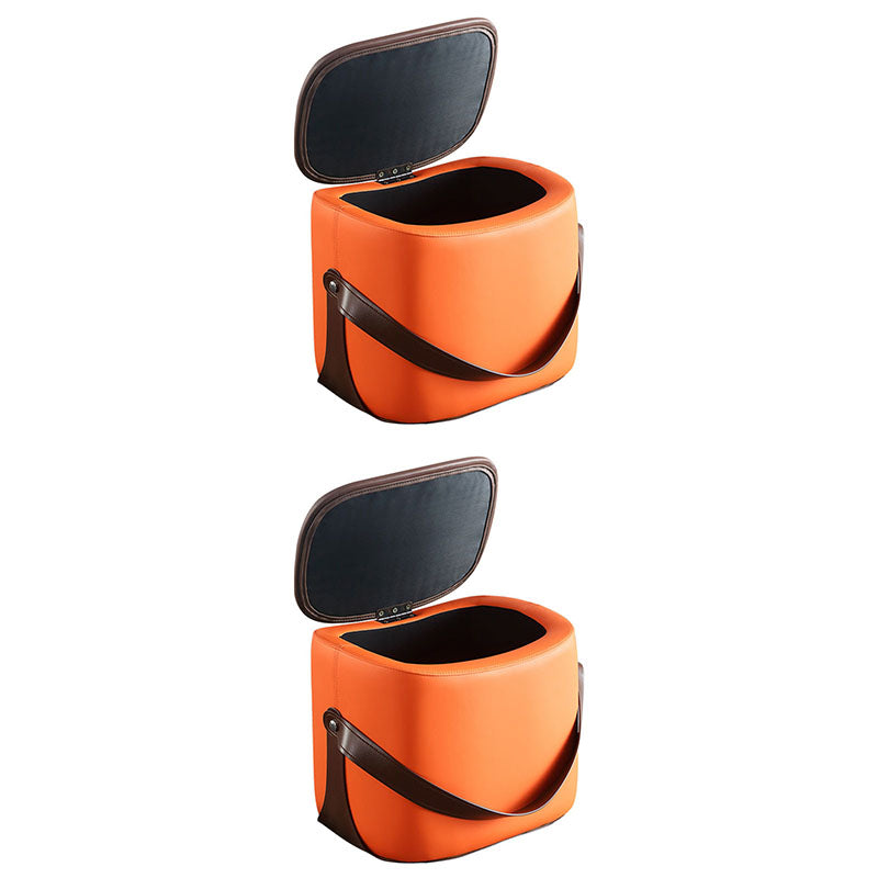 Glam Ottoman Faux Leather Stain Resistant Upholstered Square Ottoman with Legs