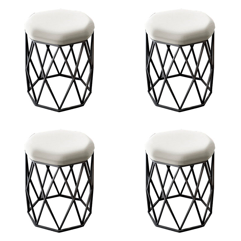 Glam Ottoman Velvet Tear Resistant Solid Color Round Ottoman with Metal Legs