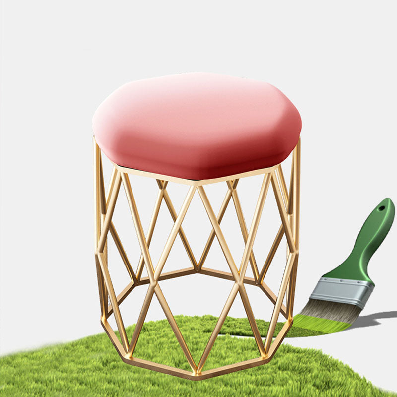 Glam Ottoman Velvet Tear Resistant Solid Color Round Ottoman with Metal Legs