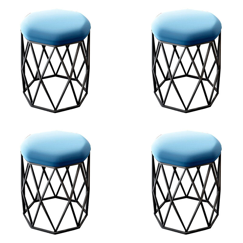 Glam Ottoman Velvet Tear Resistant Solid Color Round Ottoman with Metal Legs