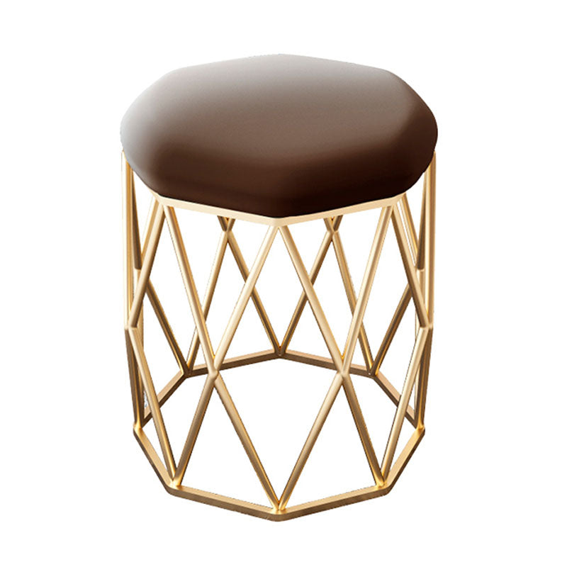 Glam Ottoman Velvet Tear Resistant Solid Color Round Ottoman with Metal Legs