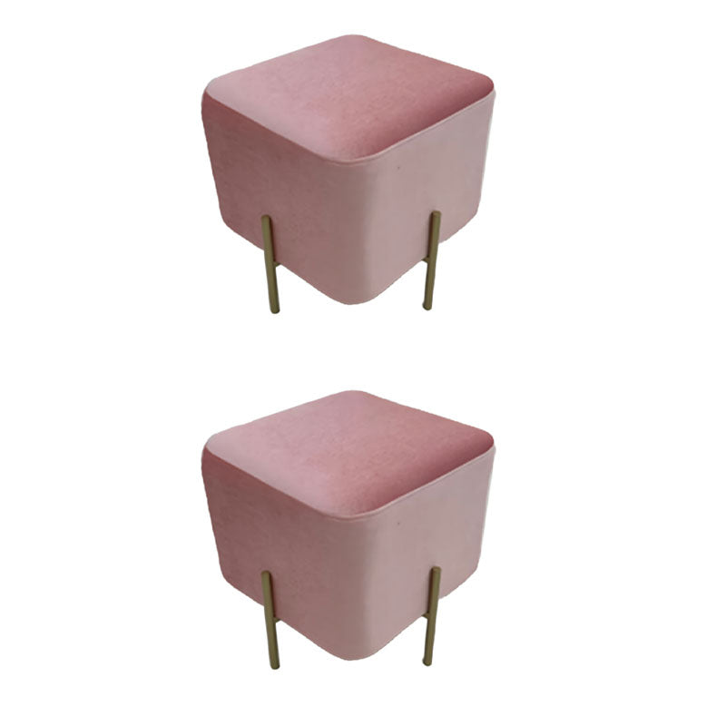 Modern Pouf Ottoman Velvet Upholstered Fade Resistant Square Ottoman with Metal Legs