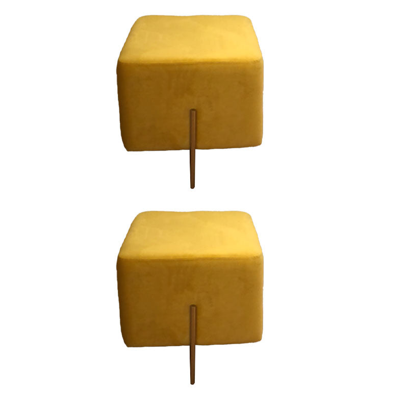 Modern Pouf Ottoman Velvet Upholstered Fade Resistant Square Ottoman with Metal Legs