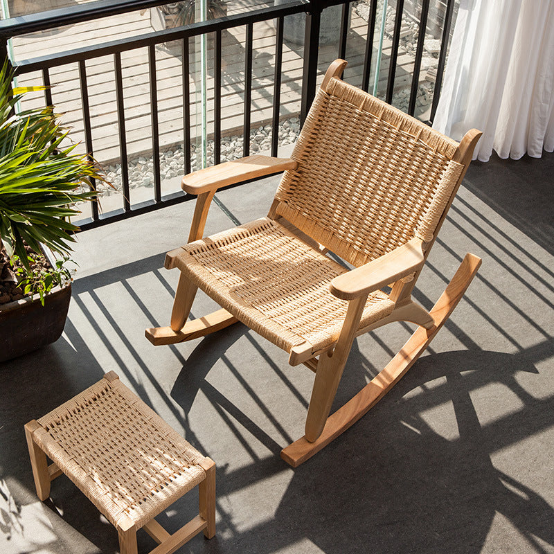 Modern Style Wood Base Rocking Chair Leisure Chaise Lazy Chair for Balcony
