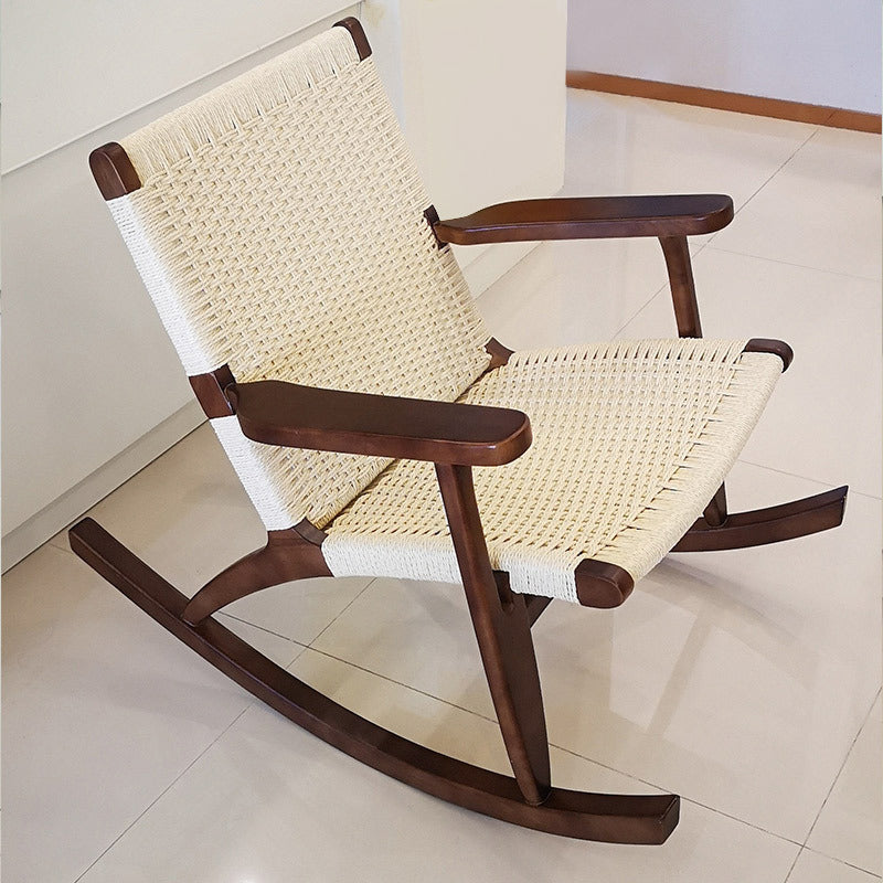 Modern Style Wood Base Rocking Chair Leisure Chaise Lazy Chair for Balcony