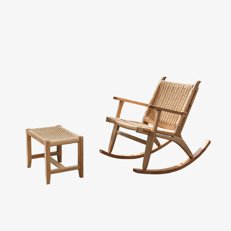 Modern Style Wood Base Rocking Chair Leisure Chaise Lazy Chair for Balcony