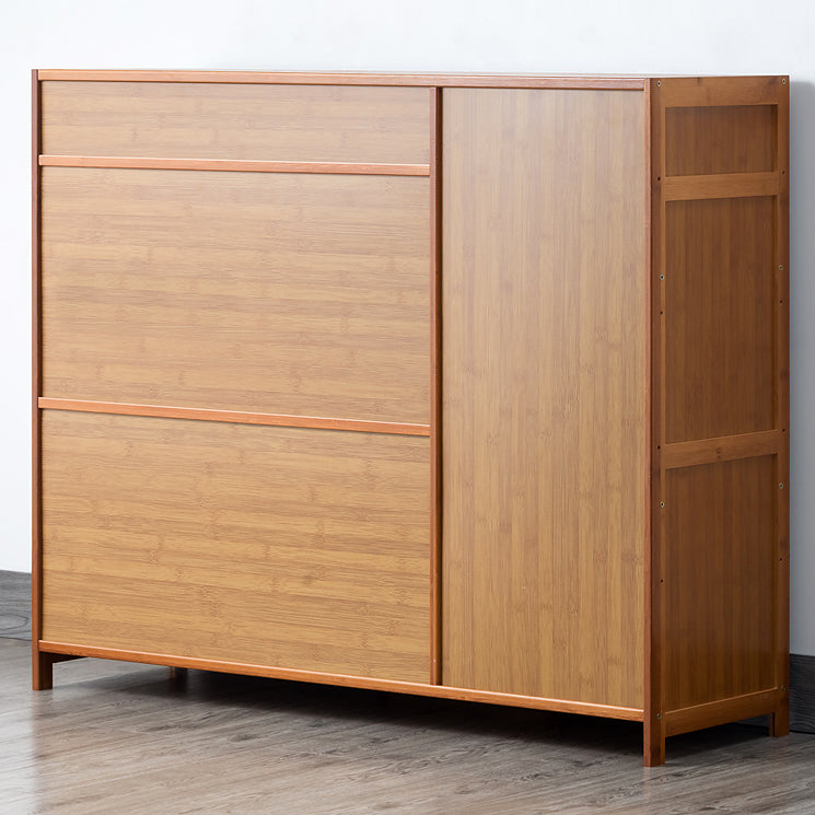 Brown Bamboo Dining Server Contemporary Sideboard Cabinet with Drawer