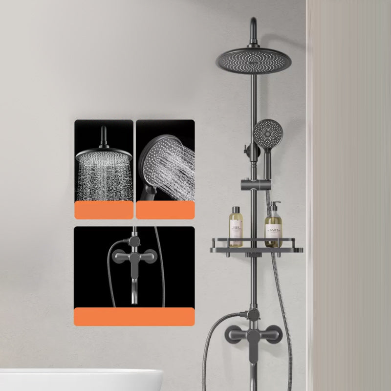 Modern Shower Trim Push Button Dual Shower Head Wall Mounted Shower Combo