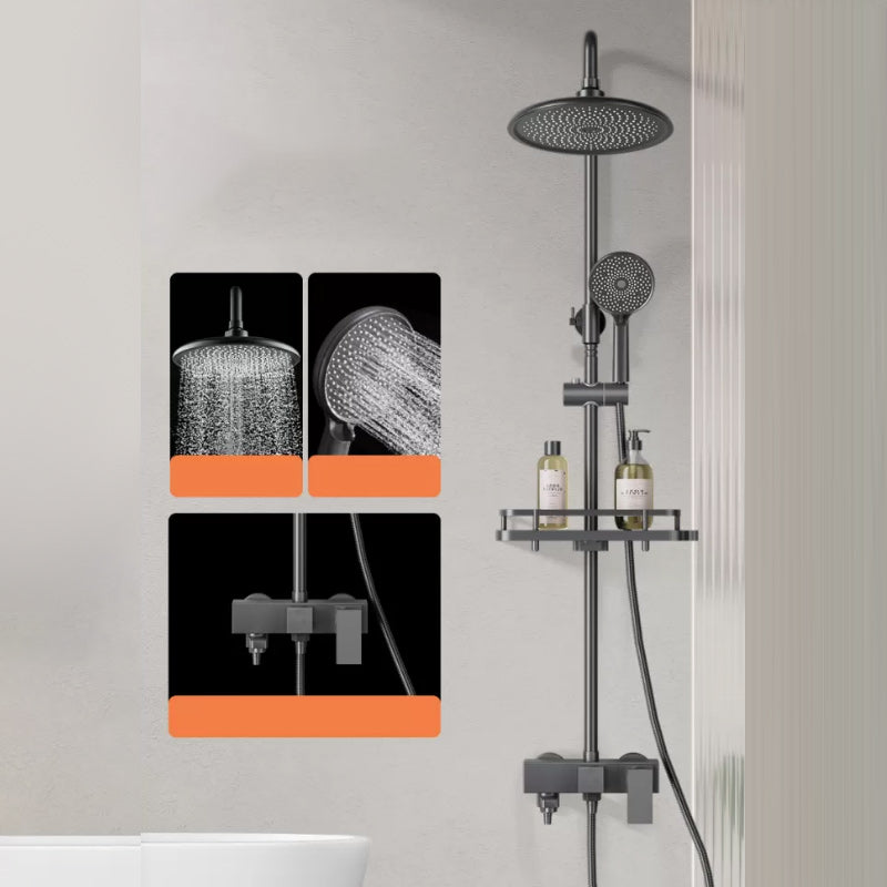 Modern Shower Trim Push Button Dual Shower Head Wall Mounted Shower Combo