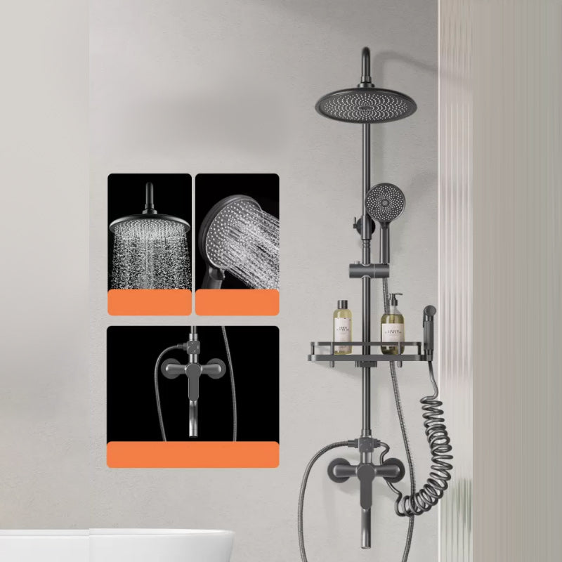 Modern Shower Trim Push Button Dual Shower Head Wall Mounted Shower Combo