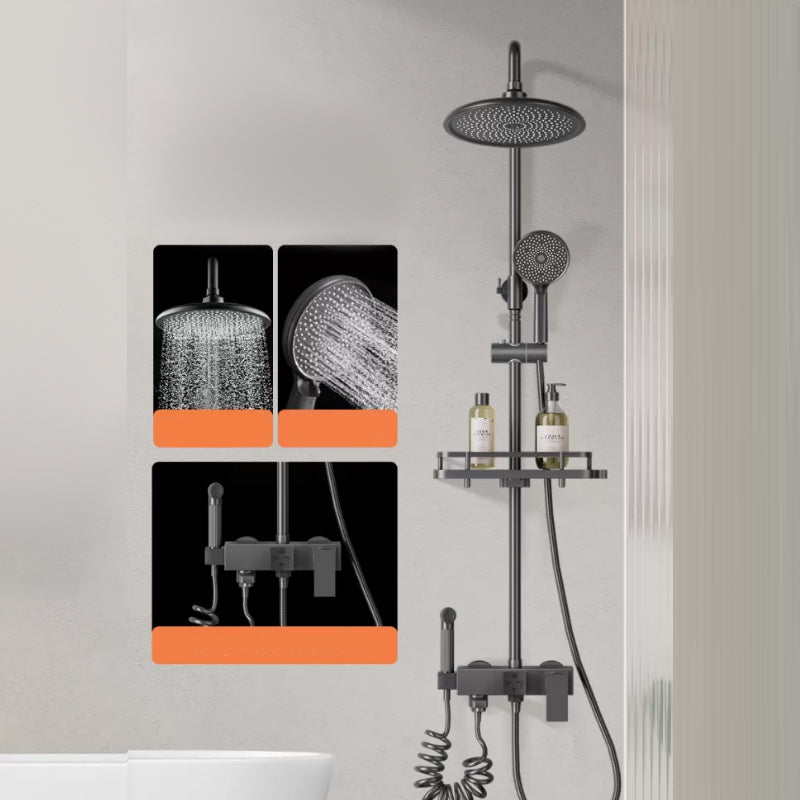 Modern Shower Trim Push Button Dual Shower Head Wall Mounted Shower Combo