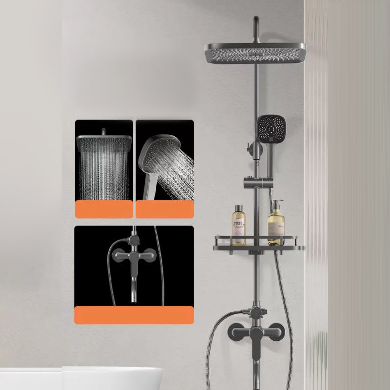 Modern Shower Trim Push Button Dual Shower Head Wall Mounted Shower Combo