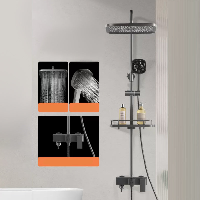 Modern Shower Trim Push Button Dual Shower Head Wall Mounted Shower Combo