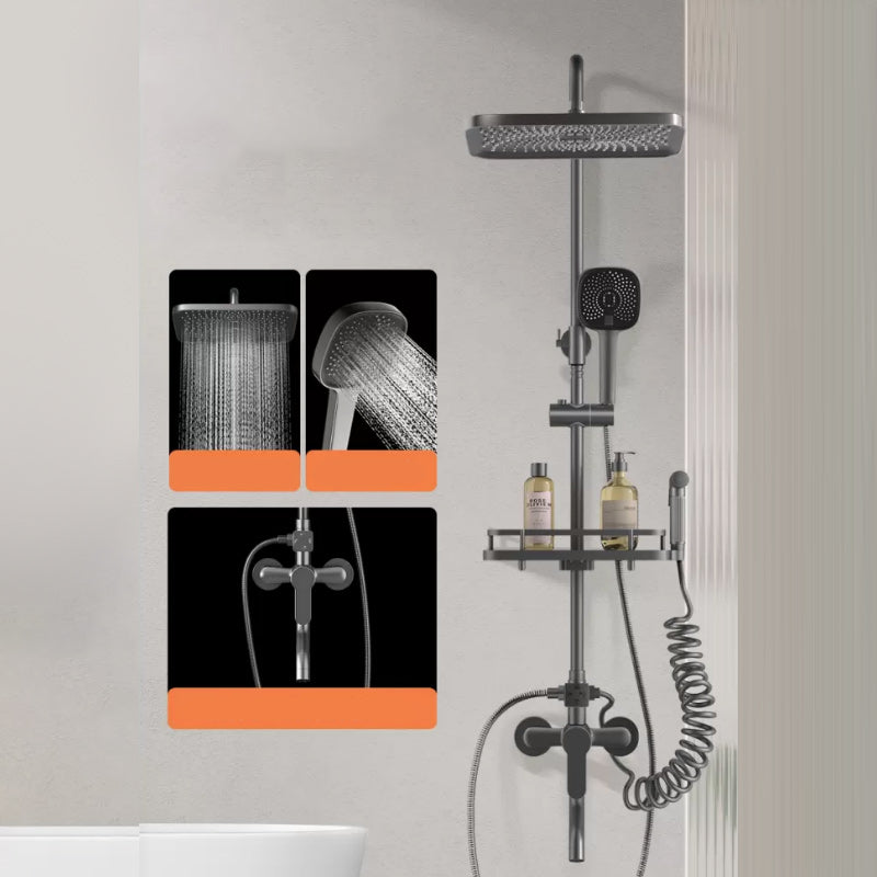 Modern Shower Trim Push Button Dual Shower Head Wall Mounted Shower Combo